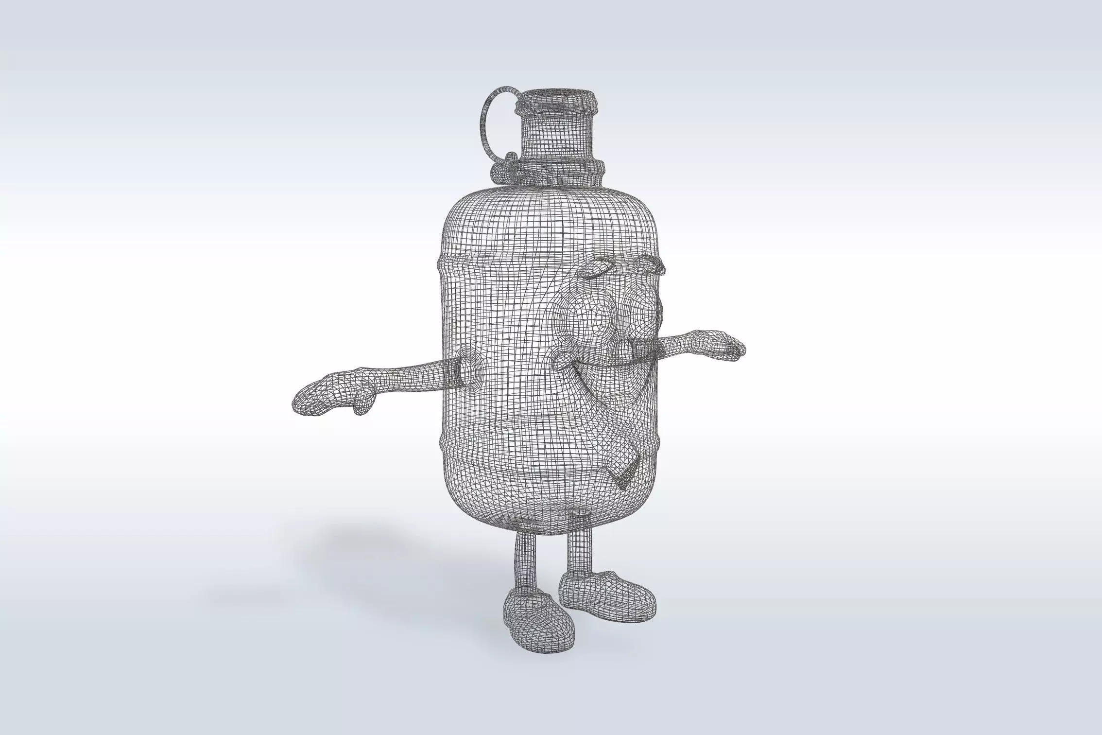 3D Cartoon character t pose flask back to school 3D model_7