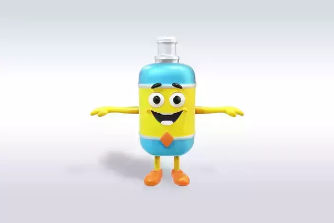 3D Cartoon character t pose flask back to school