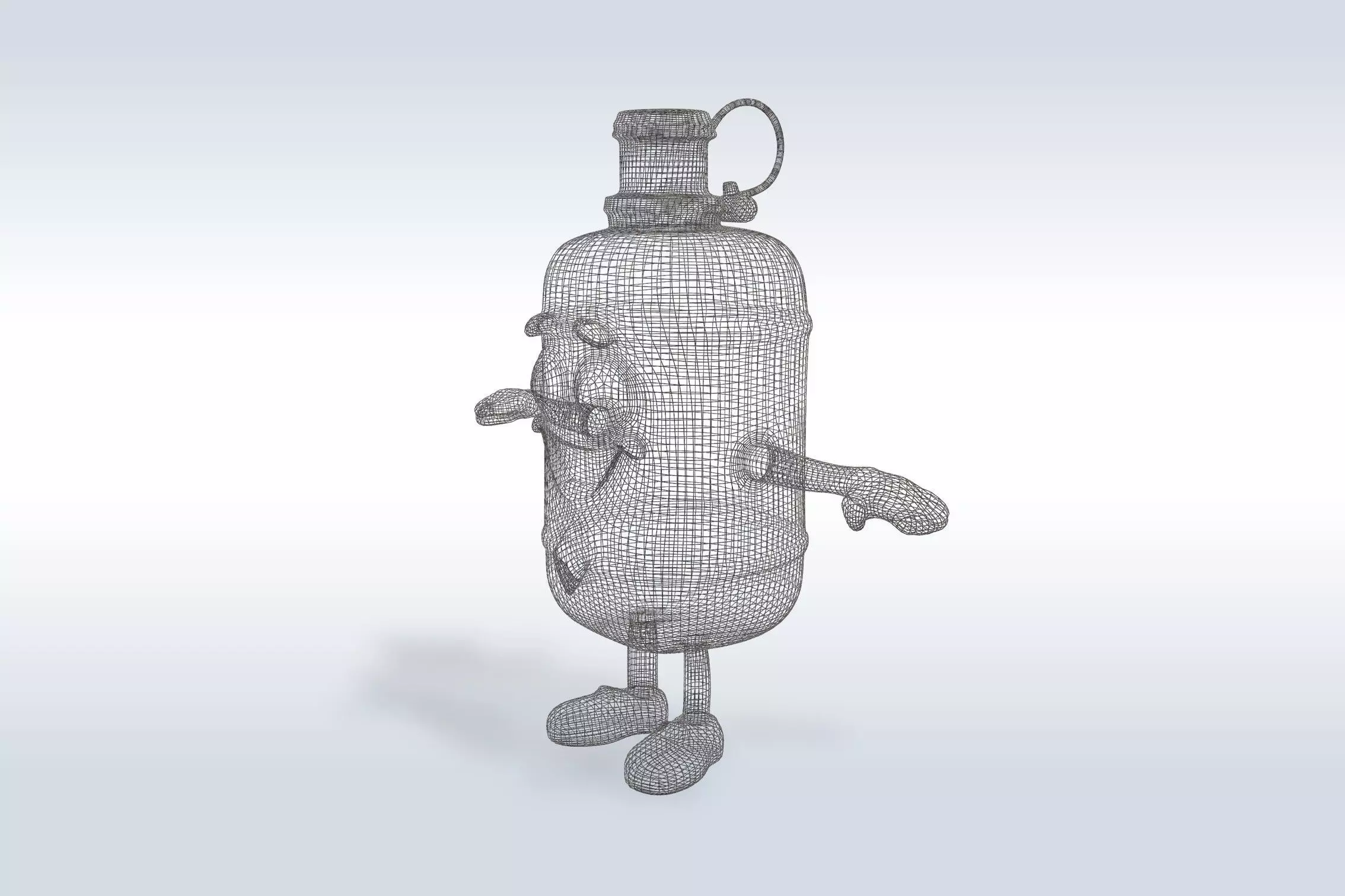 3D Cartoon character t pose flask back to school 3D model_5