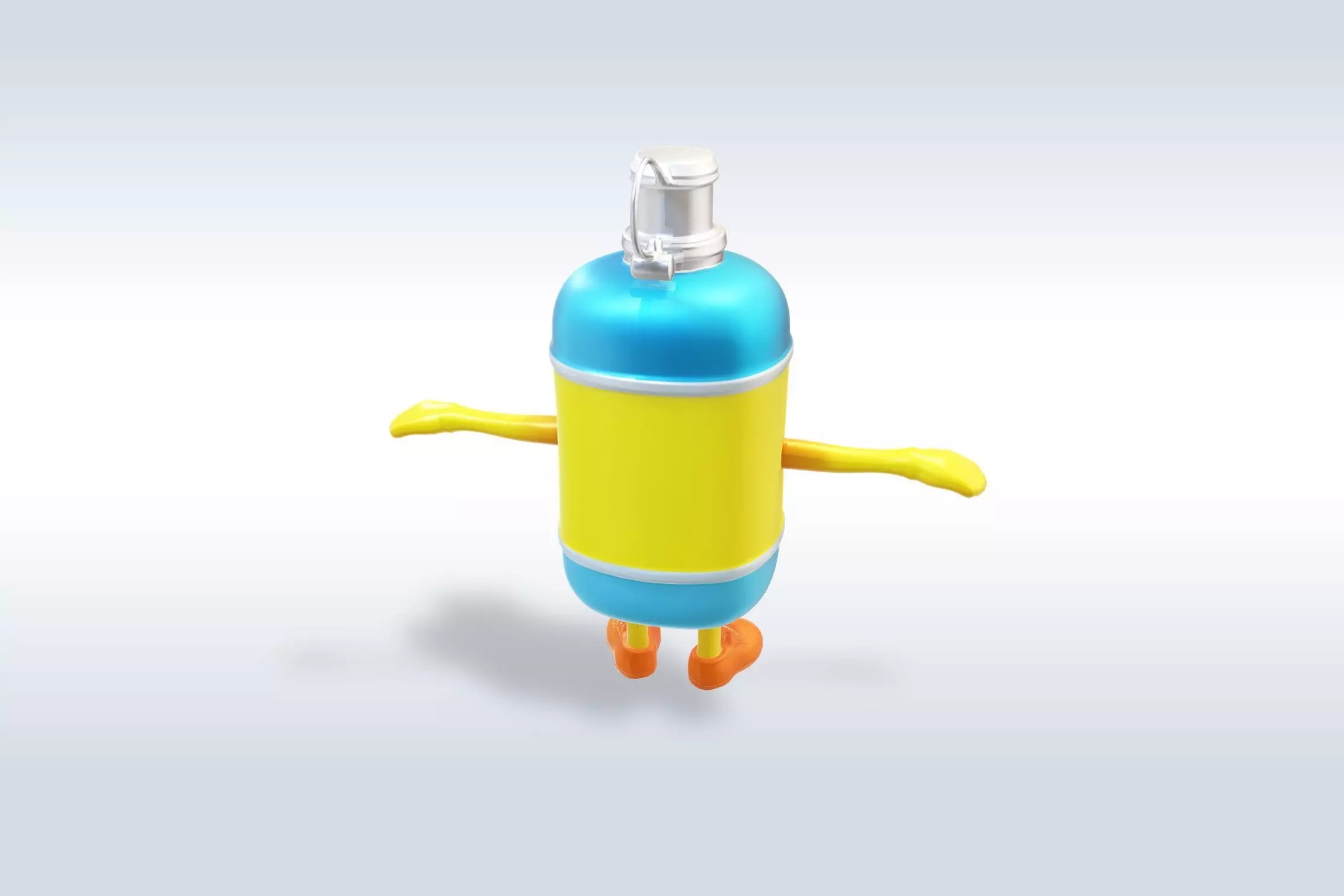 3D Cartoon character t pose flask back to school 3D model_2