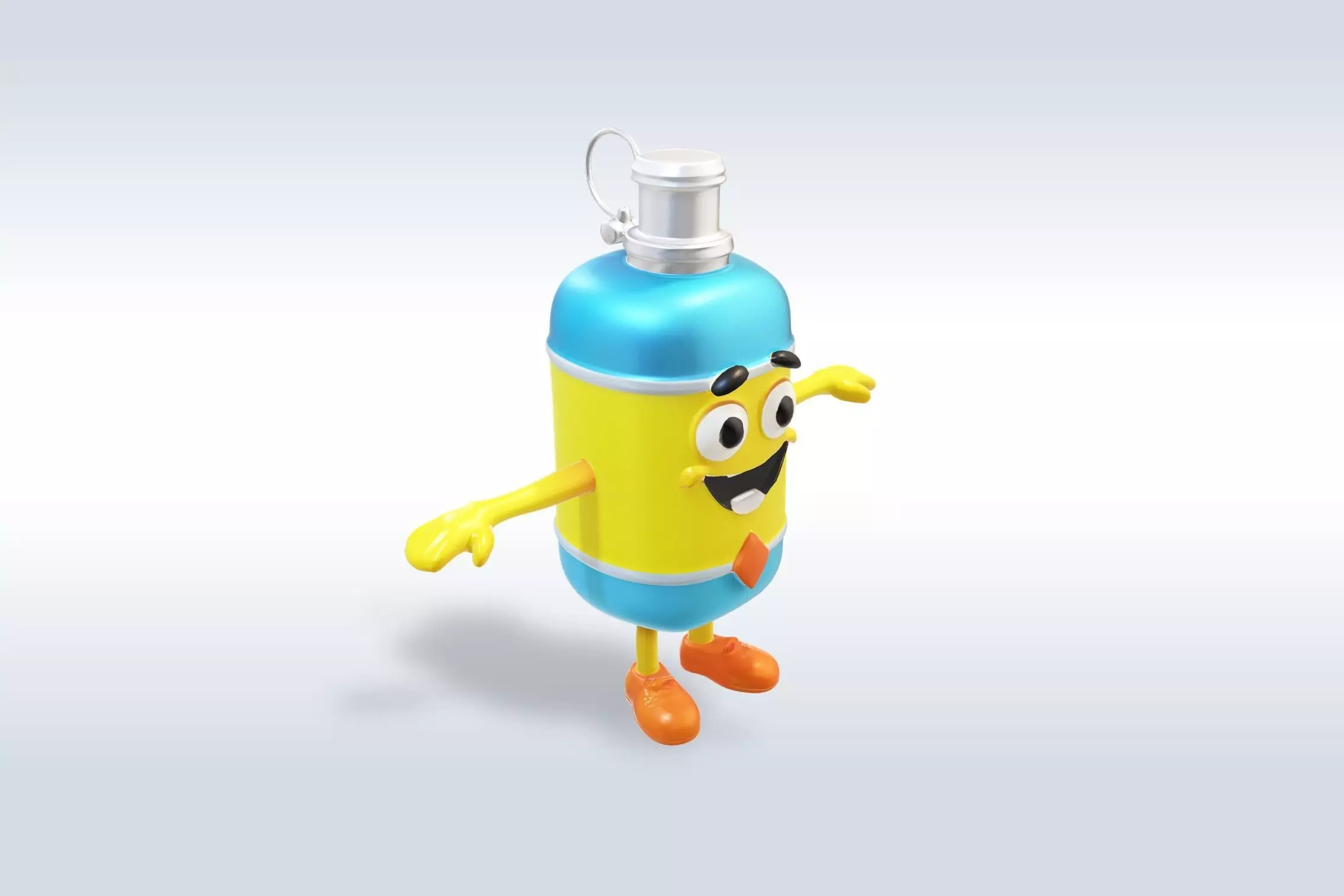 3D Cartoon character t pose flask back to school 3D model_6