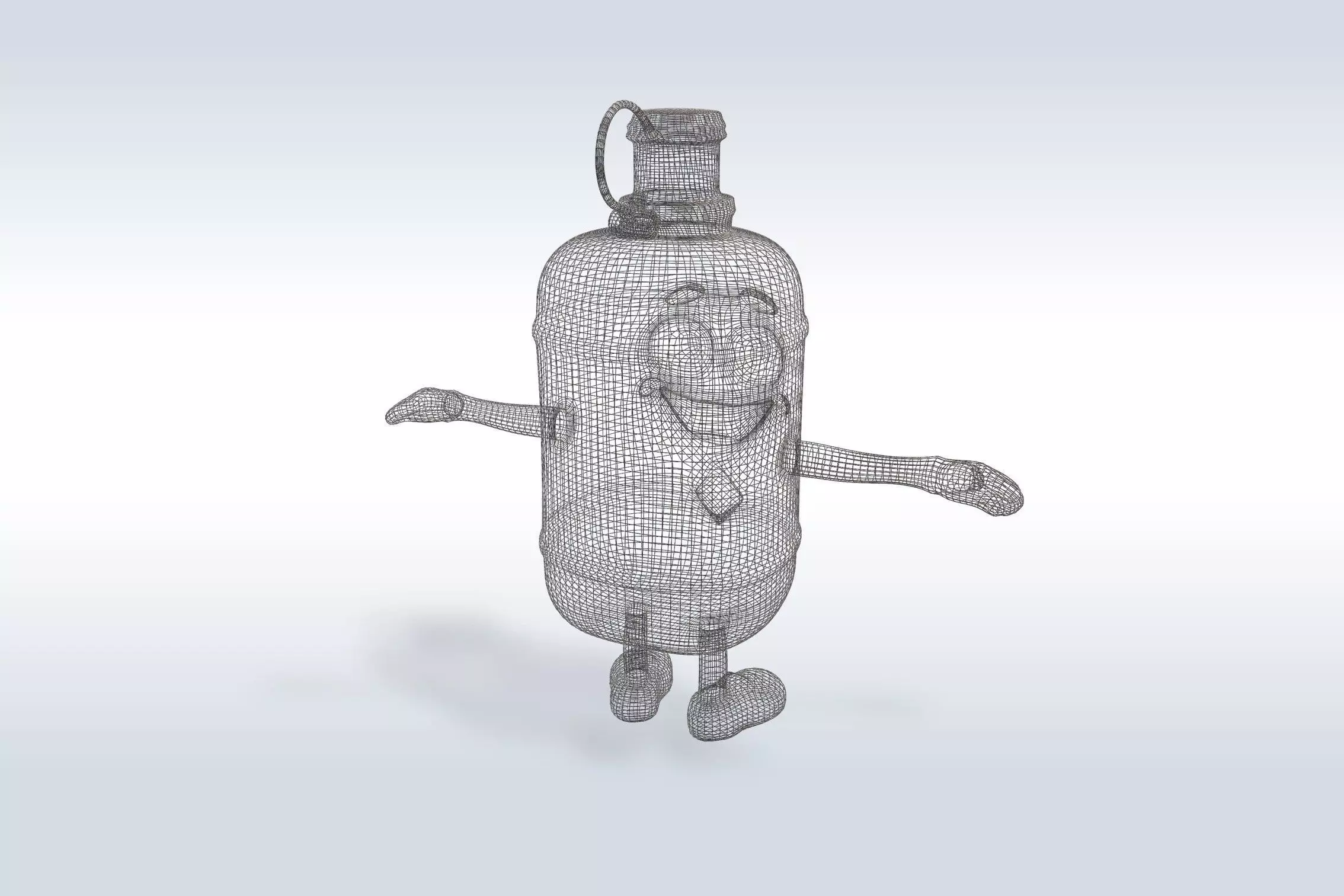 3D Cartoon character t pose flask back to school 3D model_3