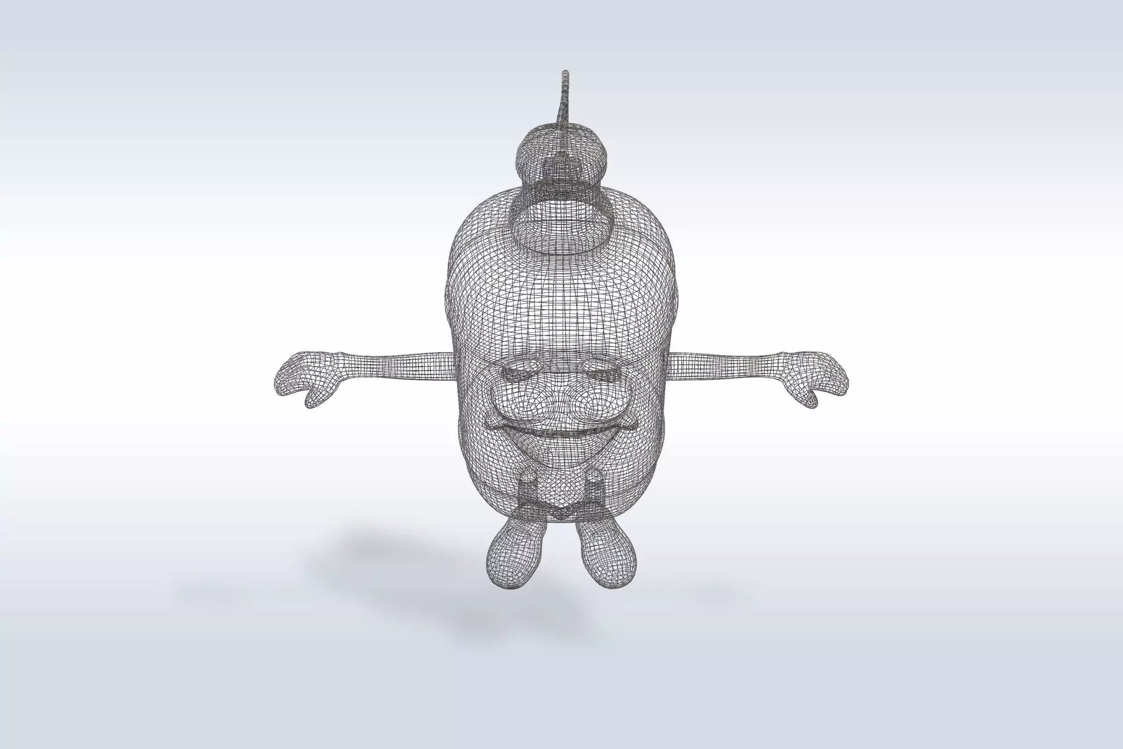 3D Cartoon character t pose flask back to school 3D model_9