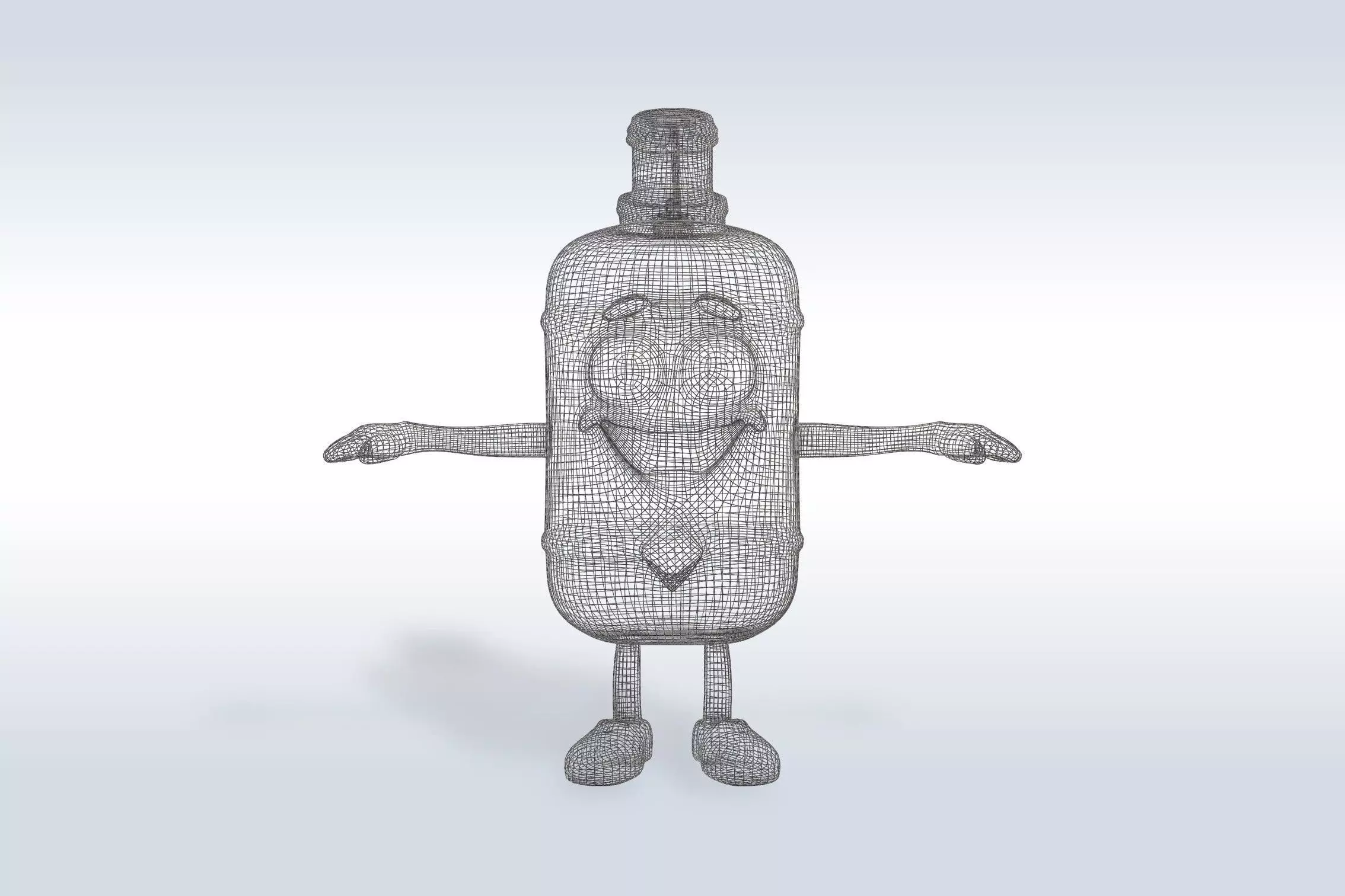 3D Cartoon character t pose flask back to school 3D model_1