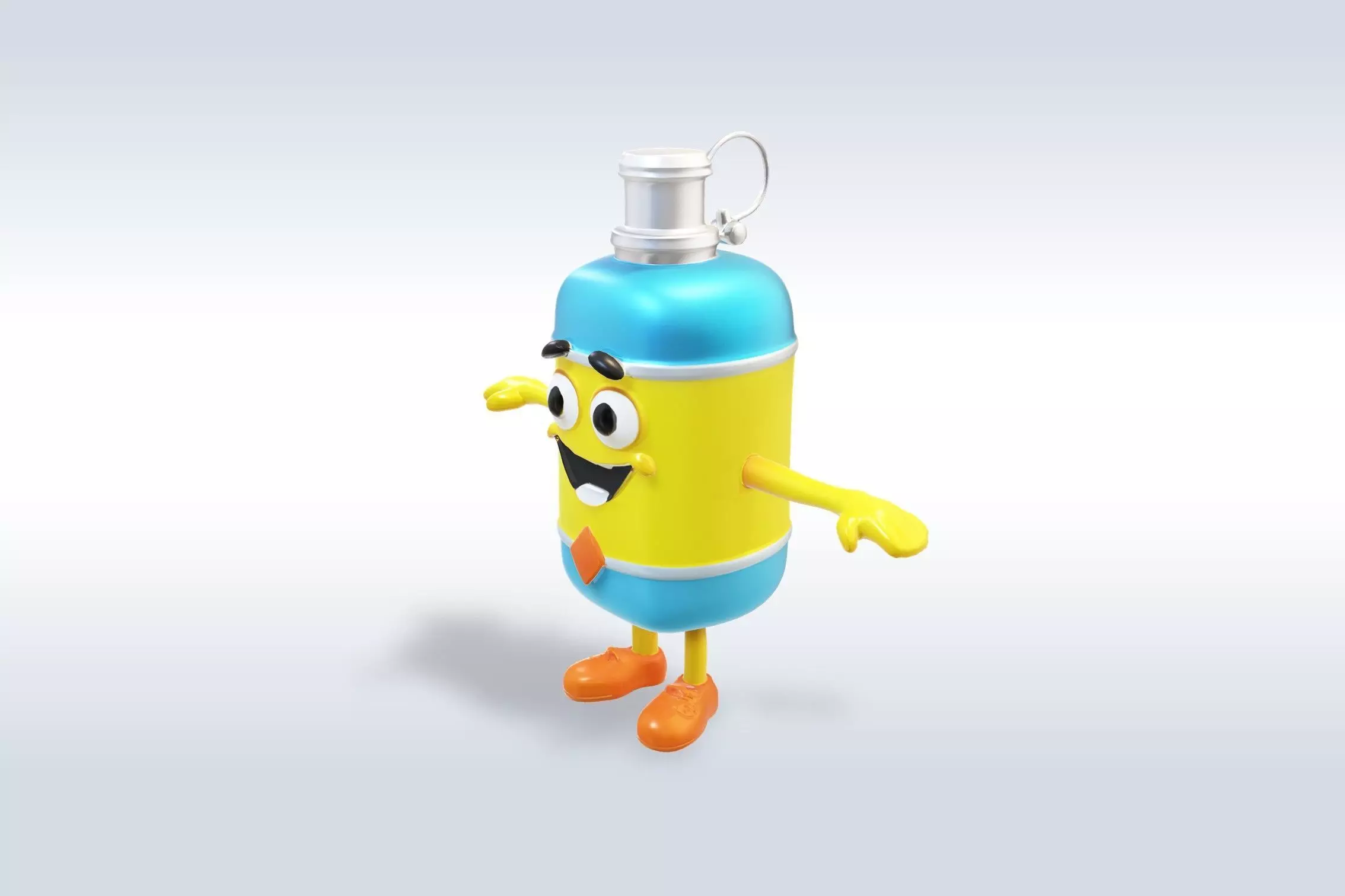 3D Cartoon character t pose flask back to school 3D model_4