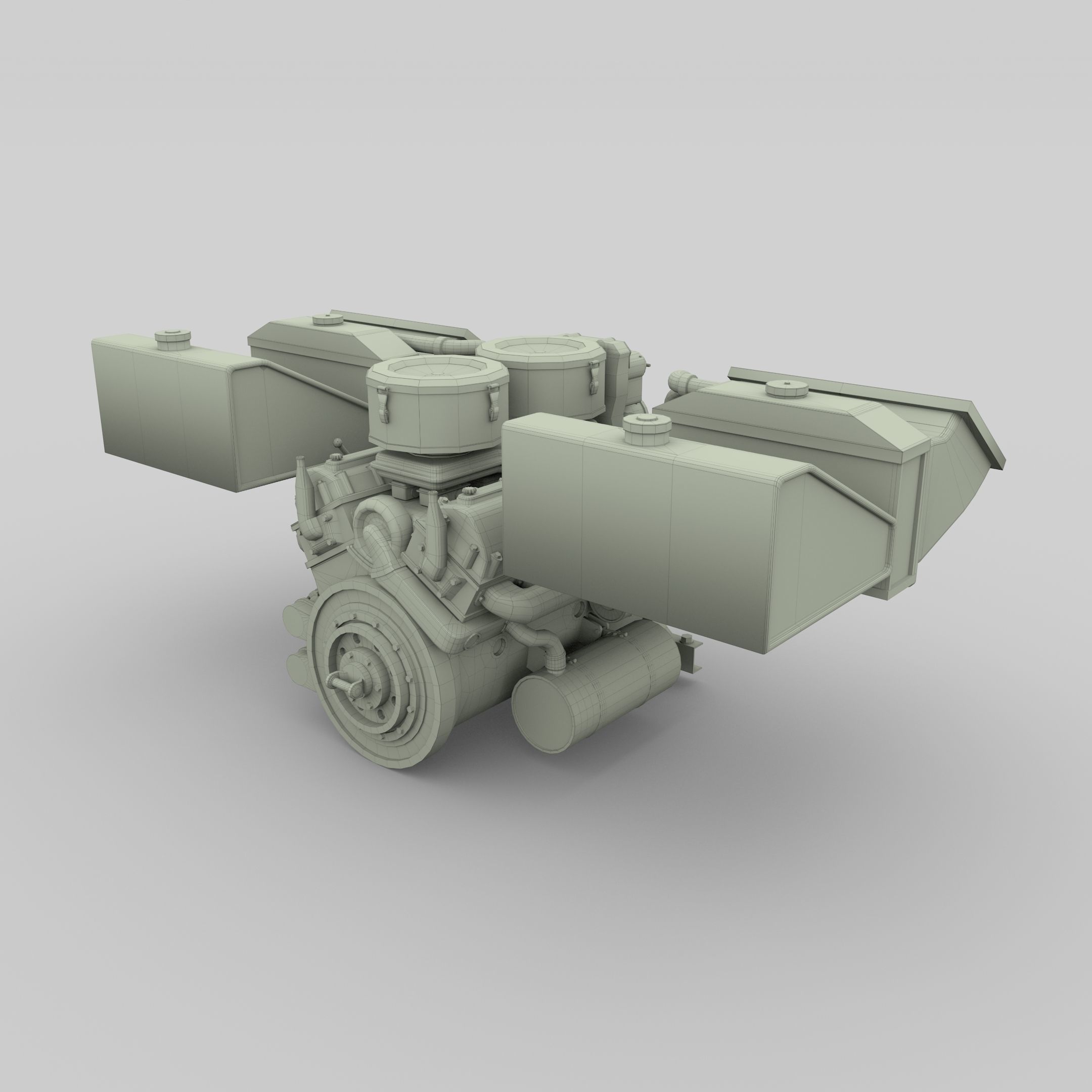 Maybach HL230 Engine Full Panzer Tiger Unit 3D model_21