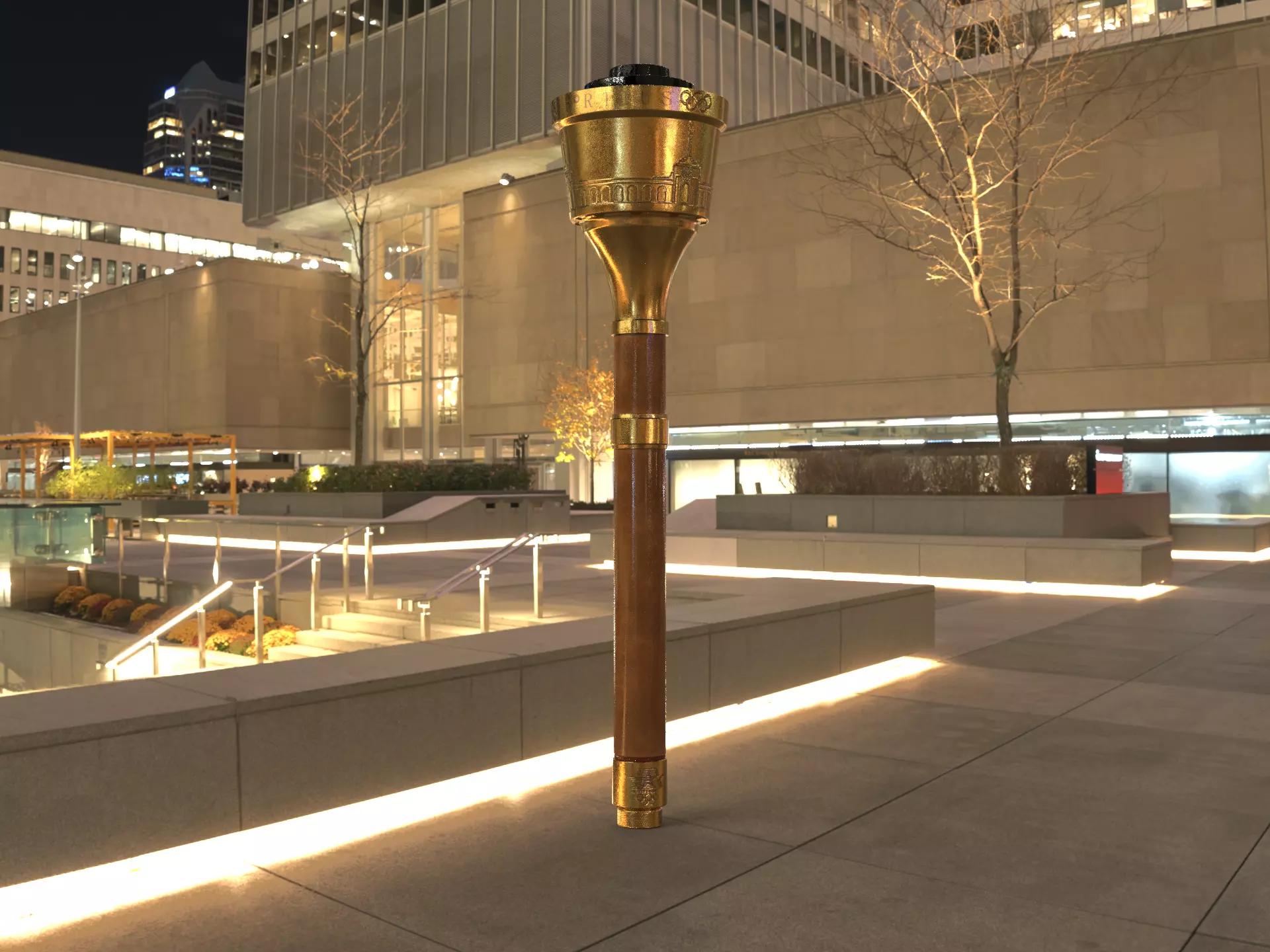 Los Angeles Olympic Torch 1984 Award 3D model_14