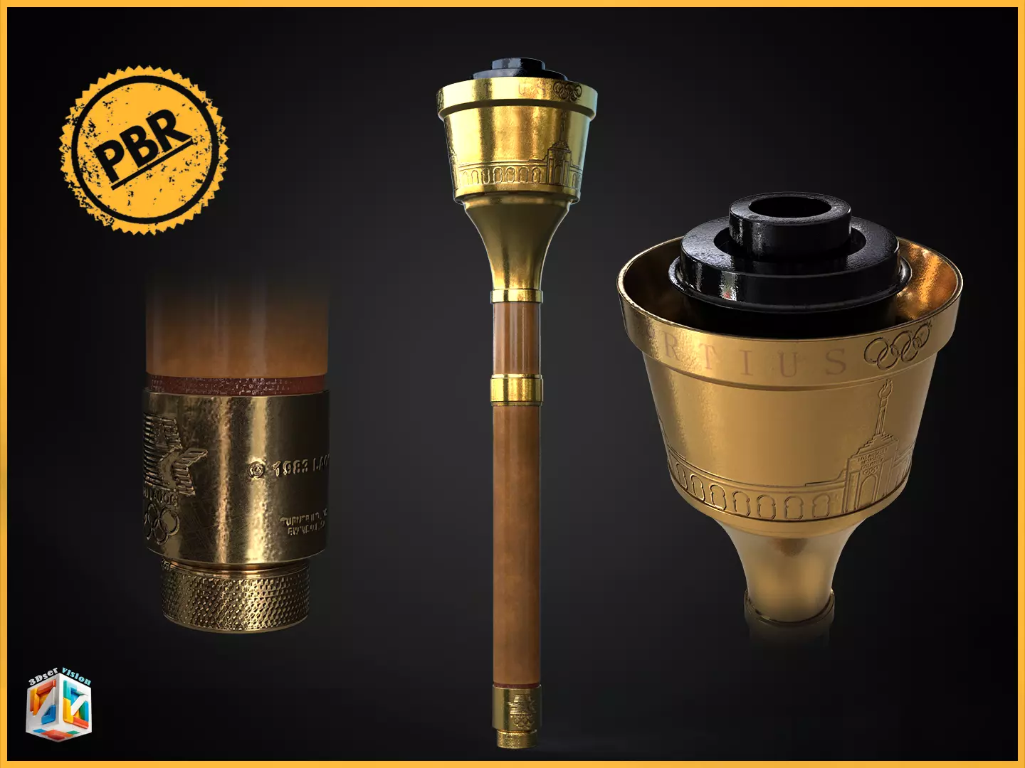 Los Angeles Olympic Torch 1984 Award 3D model_0