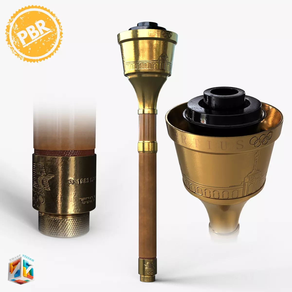 Los Angeles Olympic Torch 1984 Award 3D model_27