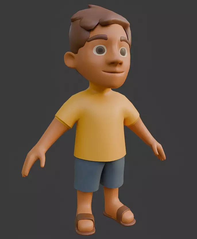 Cartoon Boy Character  Game-Ready 3D Model Low-poly 3D model_0
