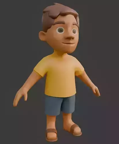 Cartoon Boy Character  Game-Ready 3D Model