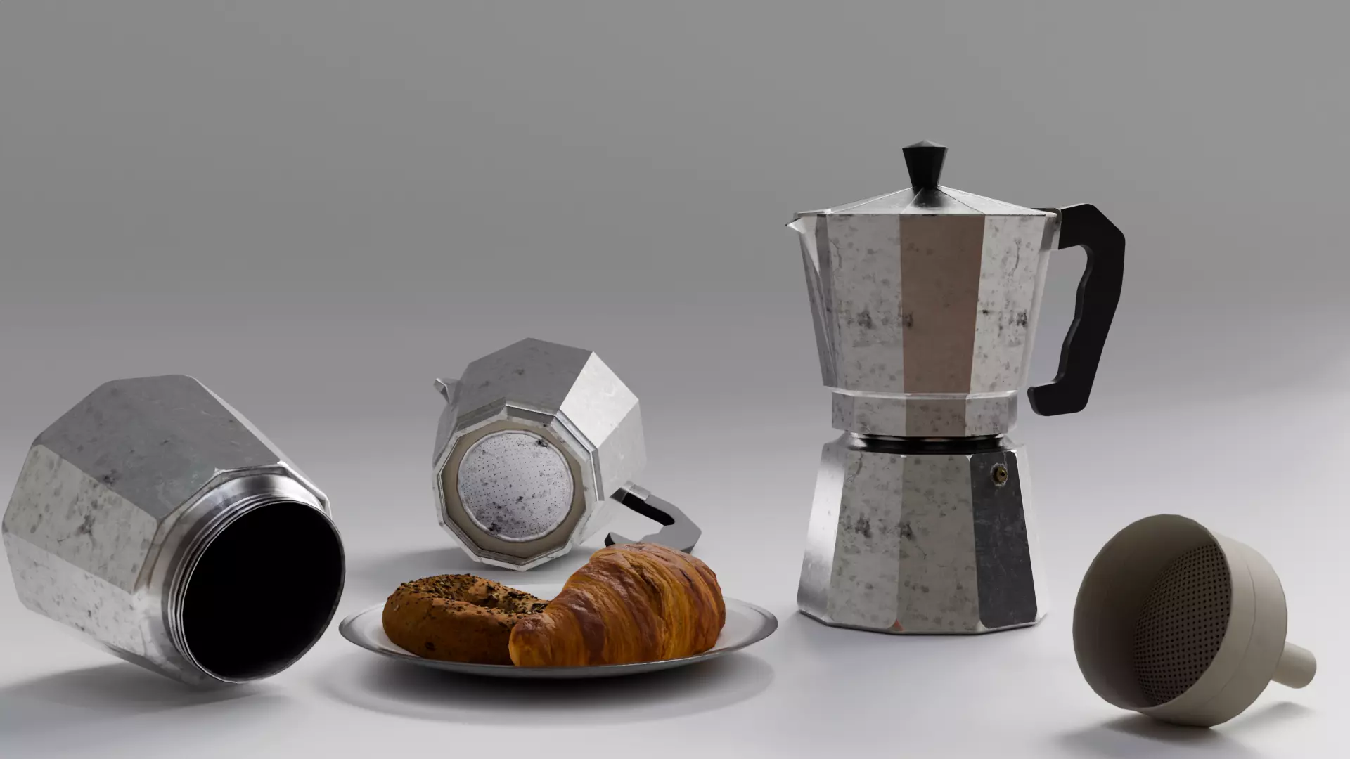 Realistic Moka Pot Coffee Maker 3D Model Italian Espresso Maker  3D model_0