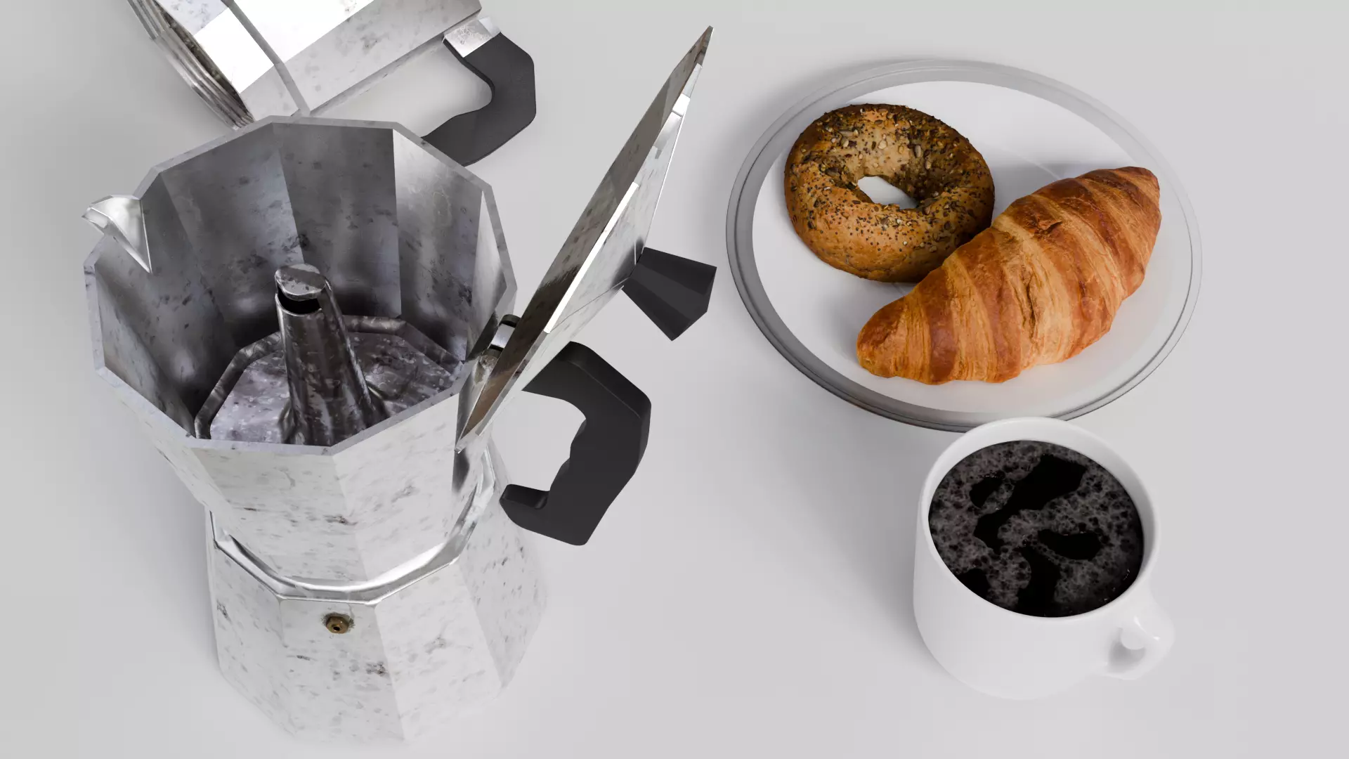 Realistic Moka Pot Coffee Maker 3D Model Italian Espresso Maker  3D model_1