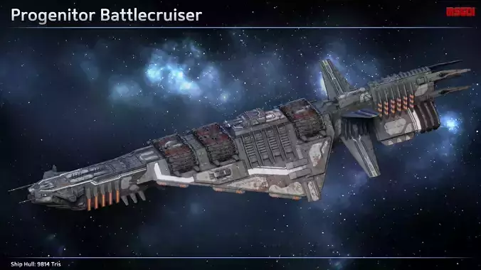 Spaceship Progenitor Battlecruiser Low-poly 3D model