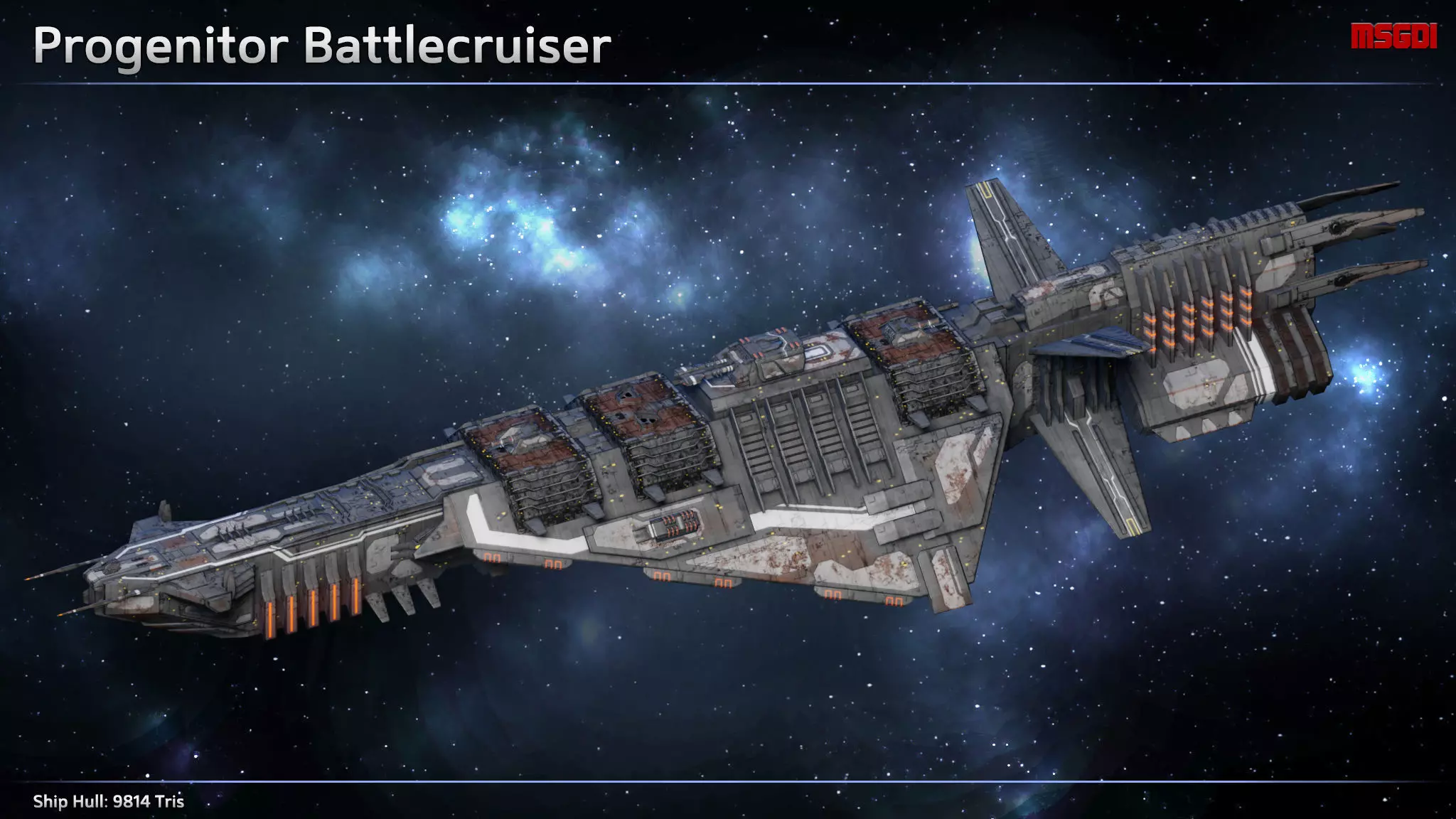 Spaceship Progenitor Battlecruiser Low-poly 3D model_0