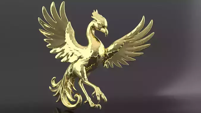 Flying Bird Gold 3D Model