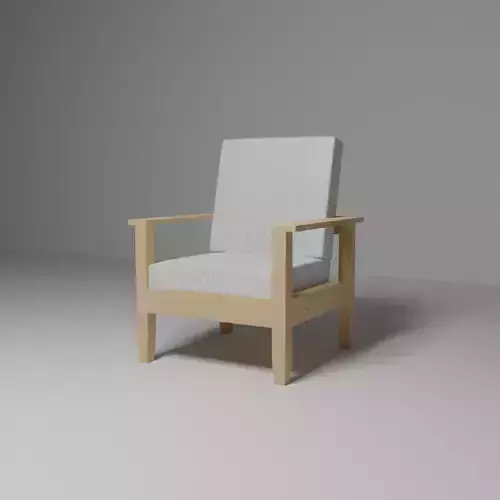 Modern Wood Frame Armchair 3D Model