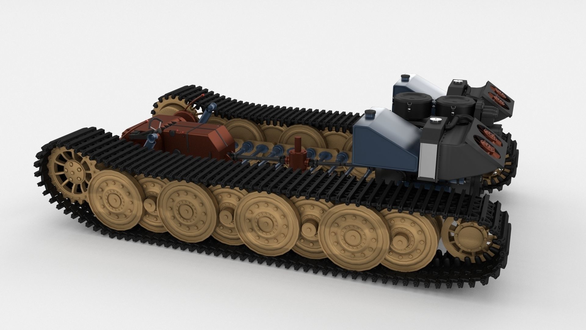 Panzer Tiger Drivetrain 3D model_11