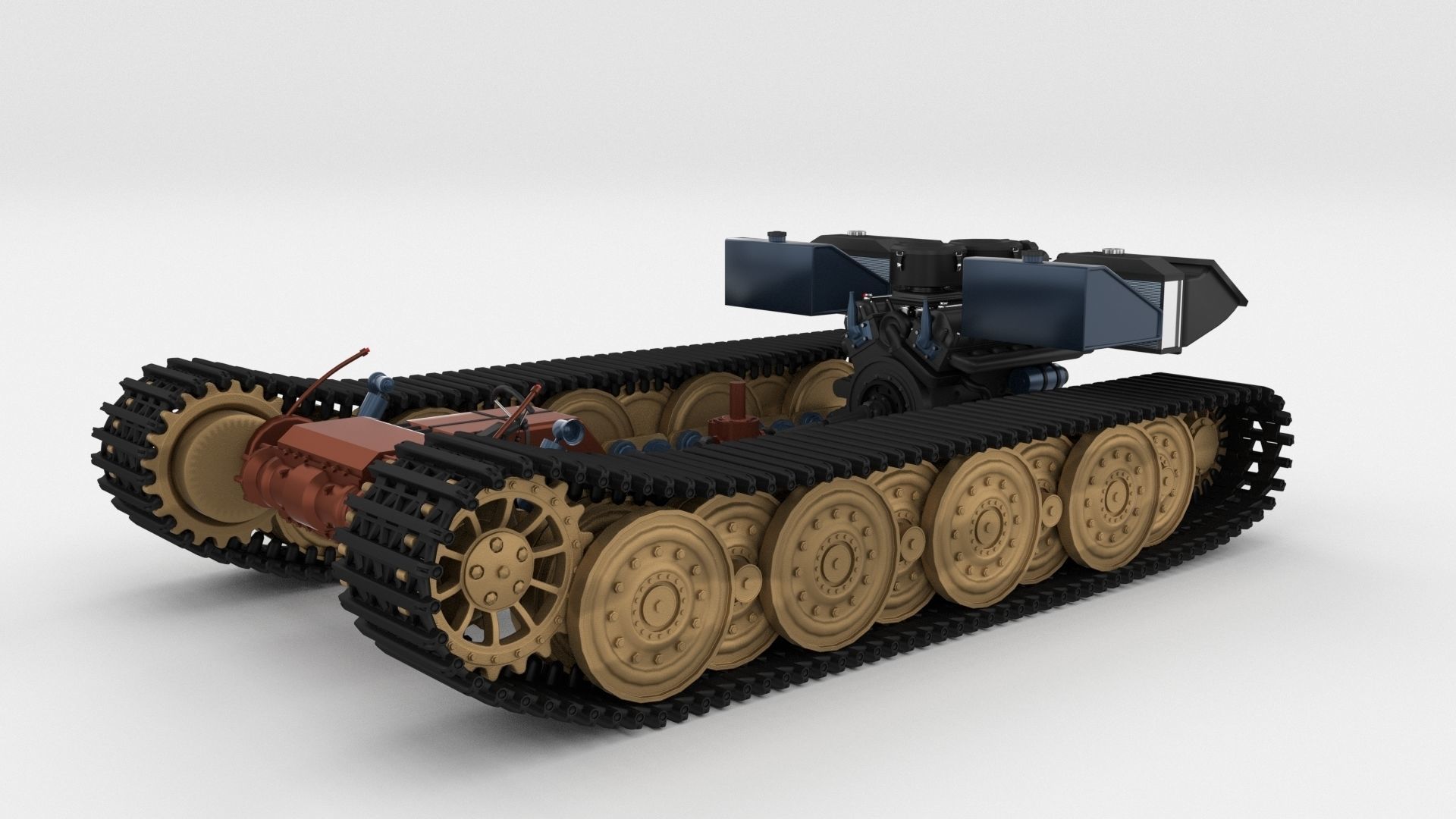 Panzer Tiger Drivetrain 3D model_1
