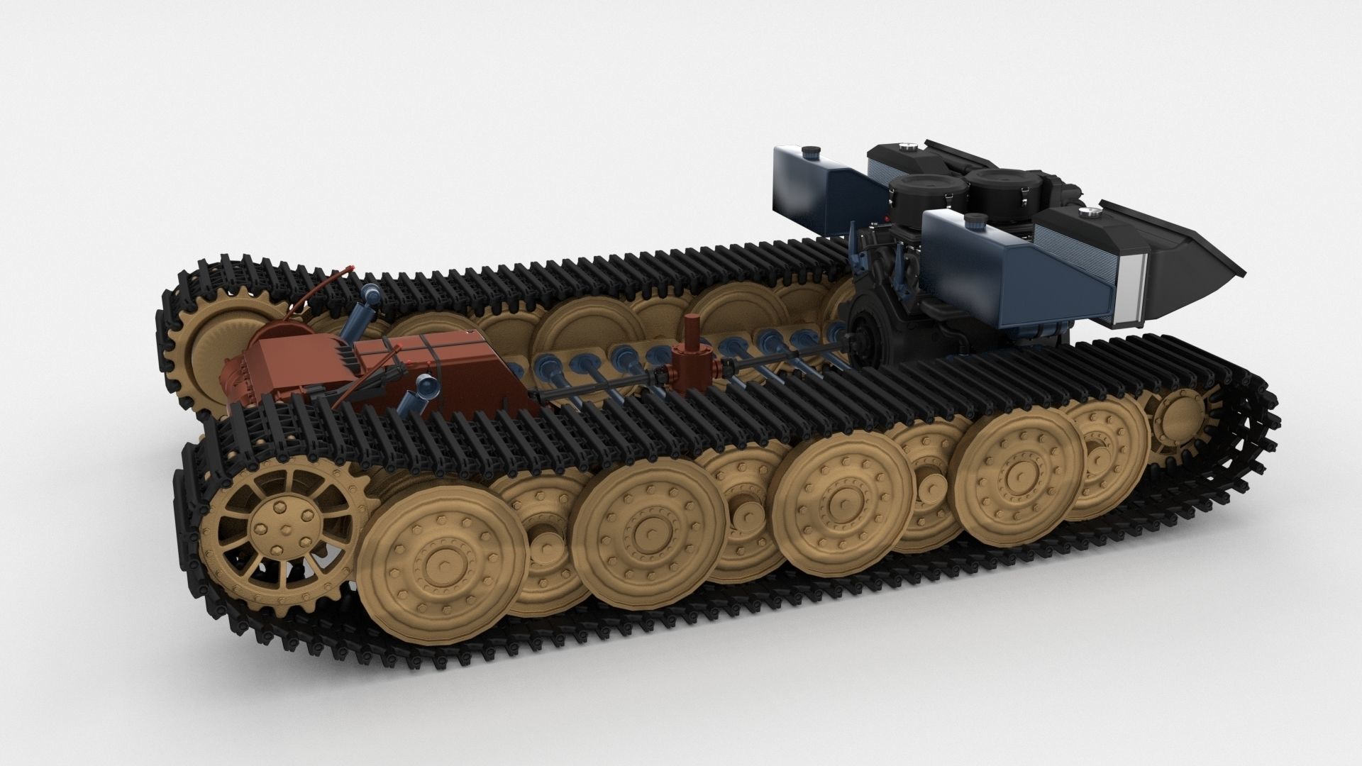 Panzer Tiger Drivetrain 3D model_10