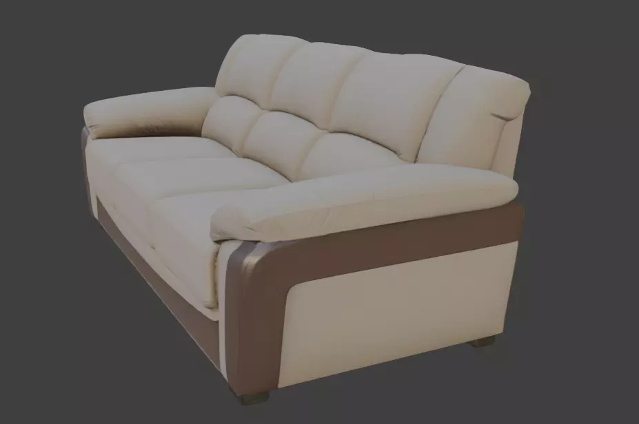 Modern Beige Leather Sofa 3D Model 3D model_4