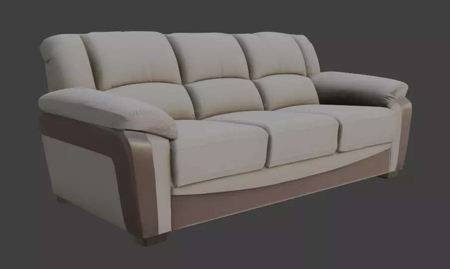 Modern Beige Leather Sofa 3D Model 3D model_1