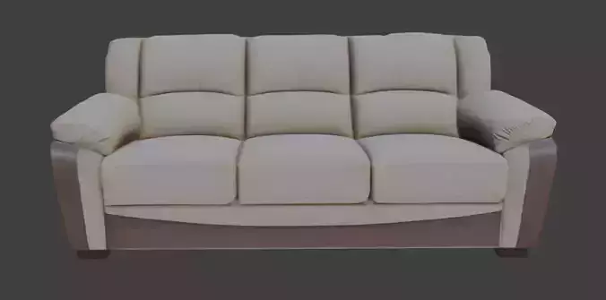 Modern Beige Leather Sofa 3D Model