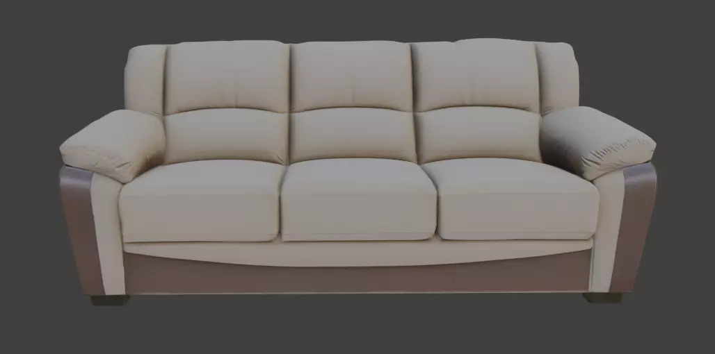 Modern Beige Leather Sofa 3D Model 3D model_0