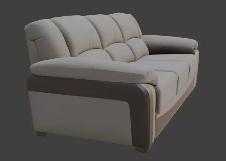 Modern Beige Leather Sofa 3D Model 3D model_3