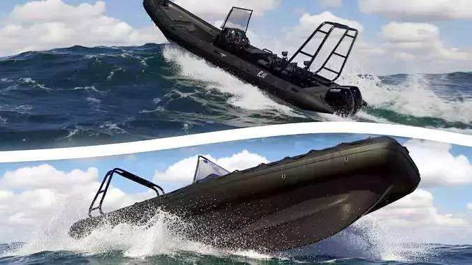 Black Military Rigid Inflatable Boat RIB