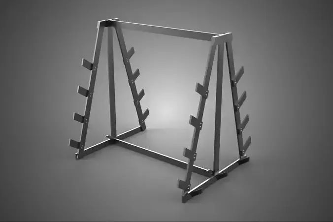 FITNESS FRONT BARBELL DUMBBELL RACK HOLD BAR WEIGHT STAND GYM IN 3D model
