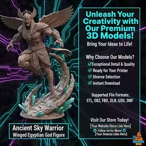 Ancient Sky Warrior  Winged Egyptian God Figure 3D print model