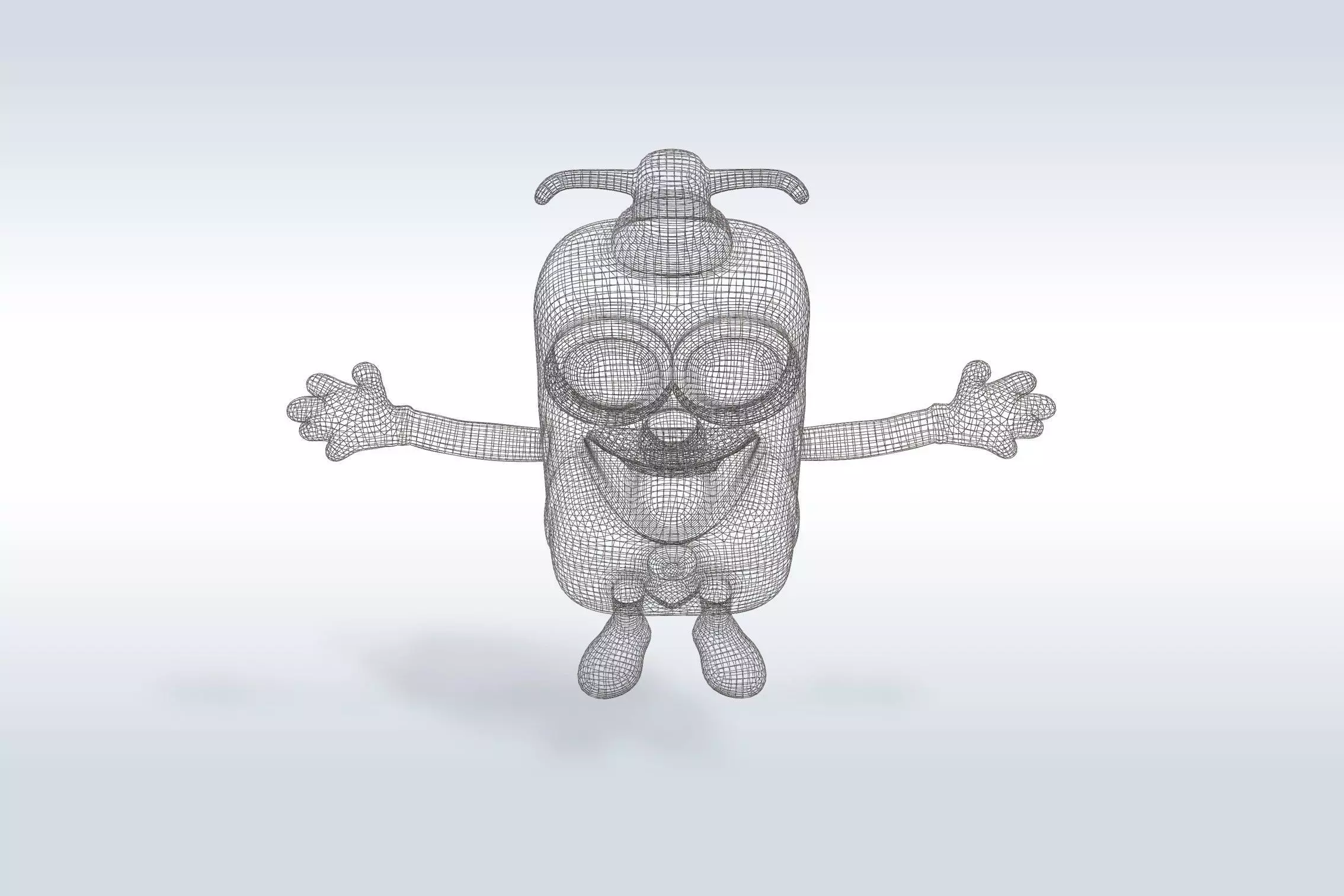 3D Cartoon character t pose flask back to school 3D model 3D model_7