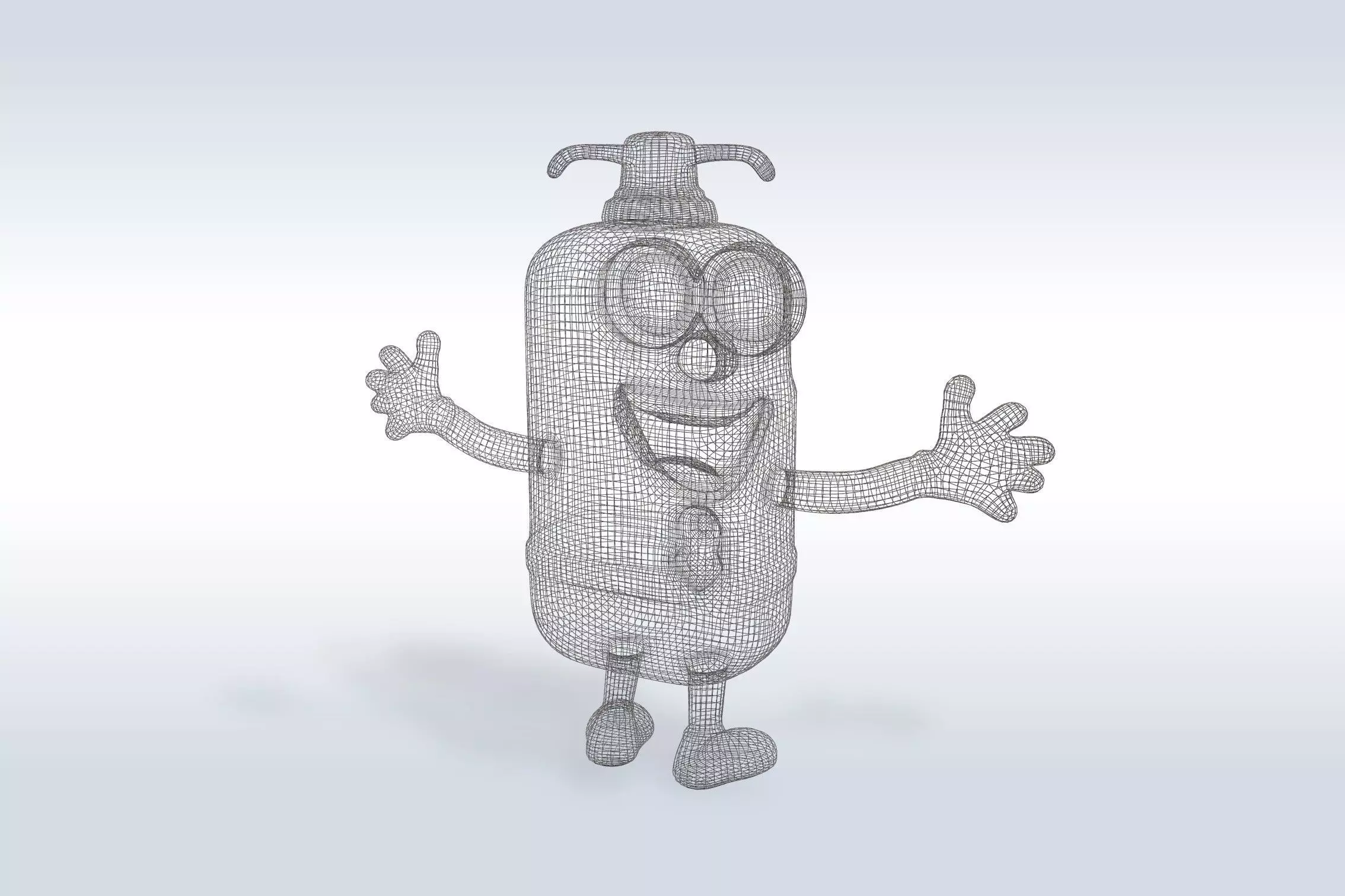 3D Cartoon character t pose flask back to school 3D model 3D model_9