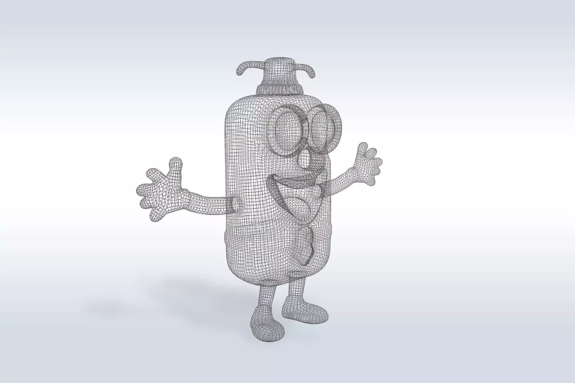 3D Cartoon character t pose flask back to school 3D model 3D model_3