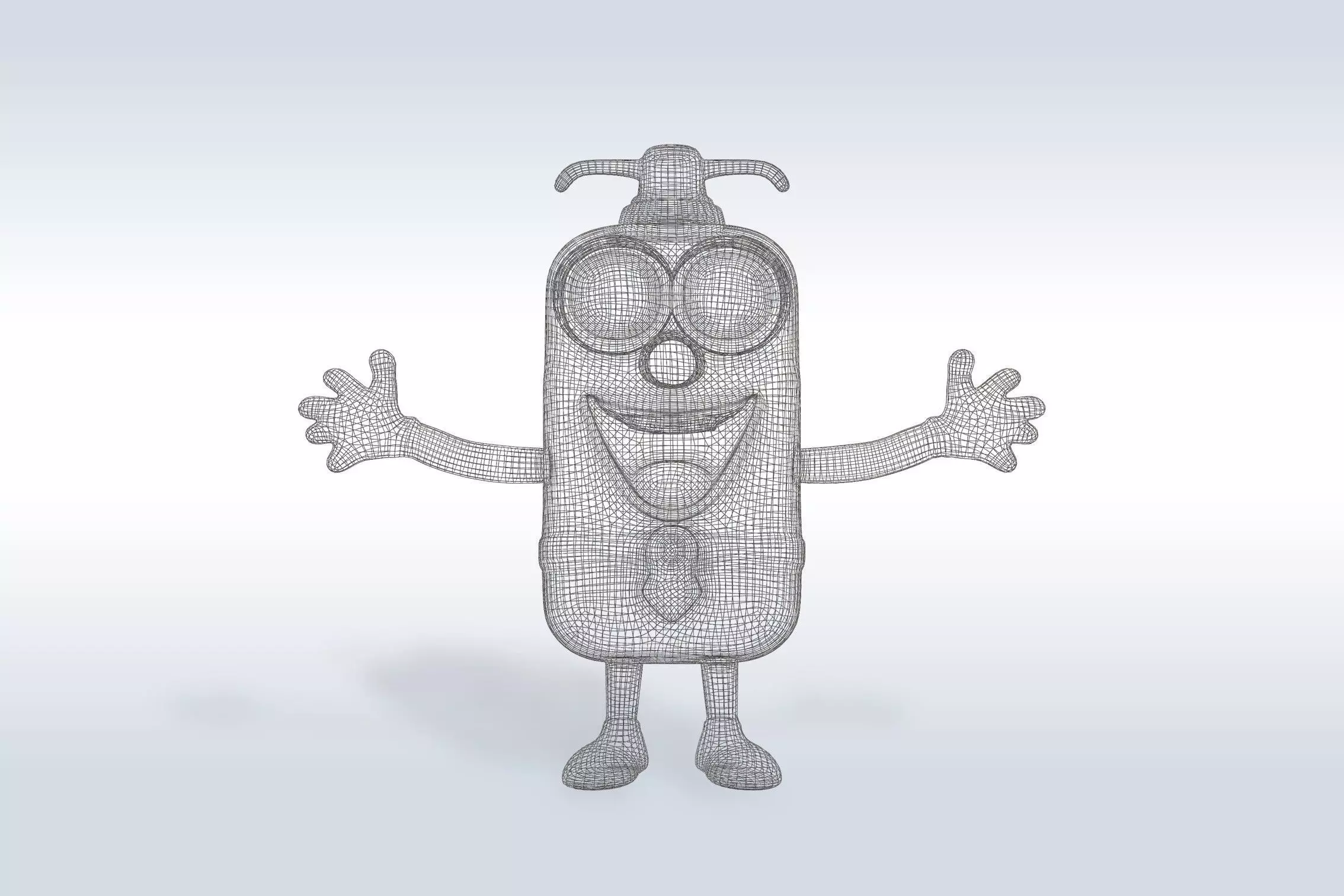 3D Cartoon character t pose flask back to school 3D model 3D model_1