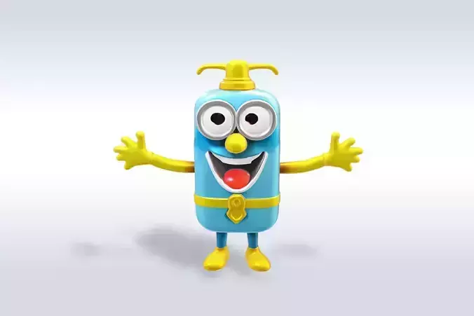 3D Cartoon character t pose flask back to school 3D model