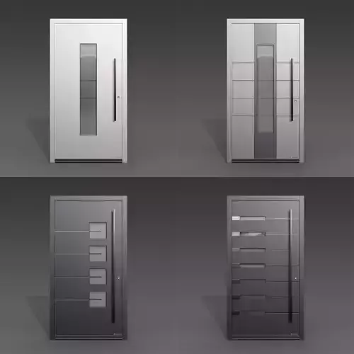 Modern Front Door Set 4 Variants 3D model