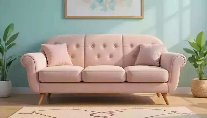 Modern 3-Seater Sofa 3D Model  Living Room Furniture