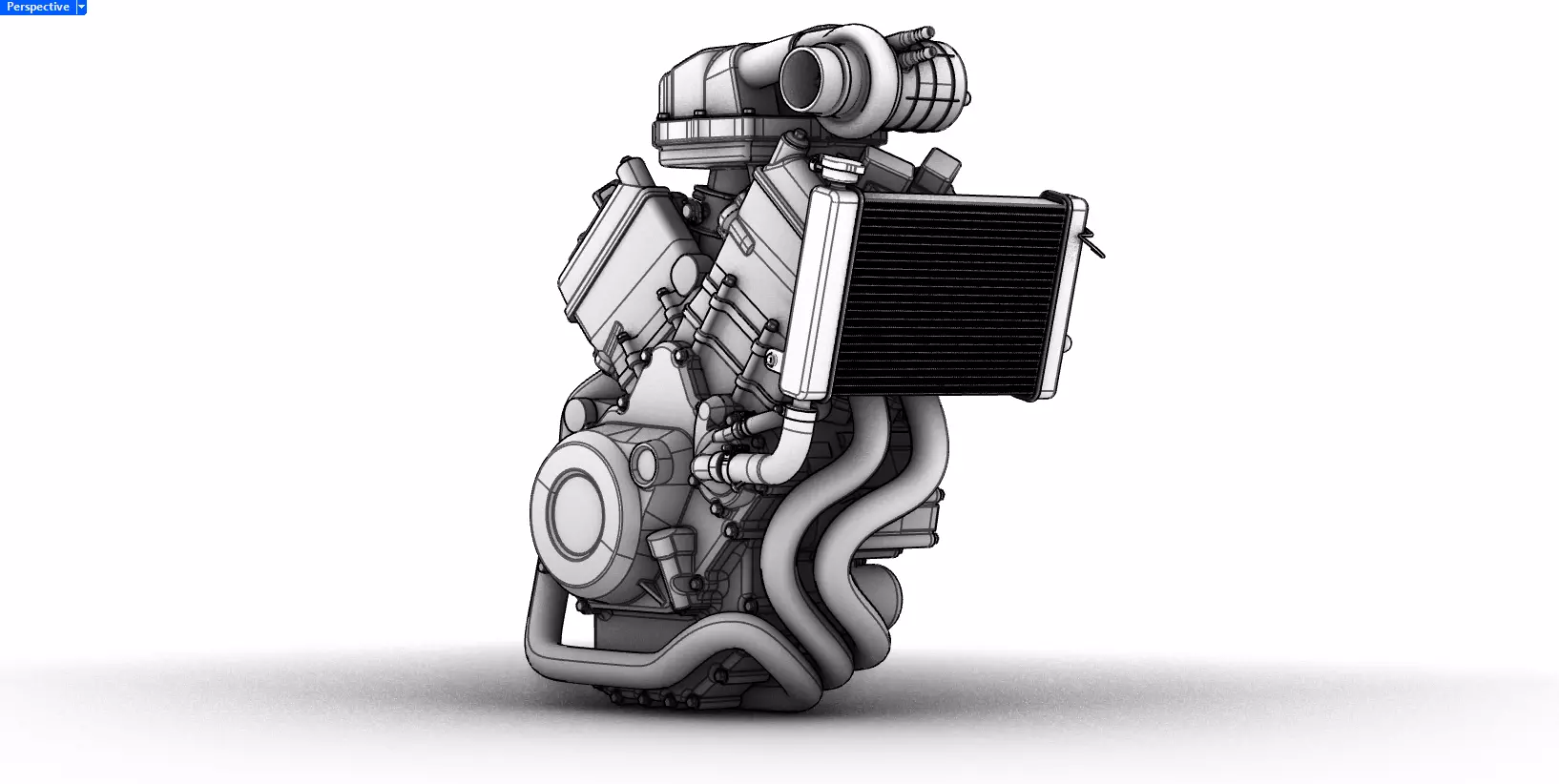 HONDA V3 ELECTRIC SUPERCHARGED ENGINE BASED ON EICMA 3D model_10