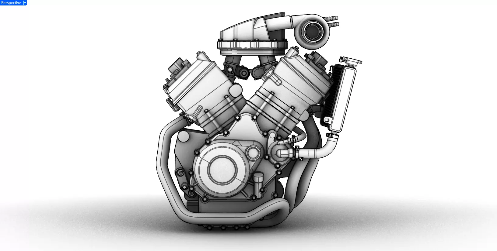 HONDA V3 ELECTRIC SUPERCHARGED ENGINE BASED ON EICMA 3D model_9