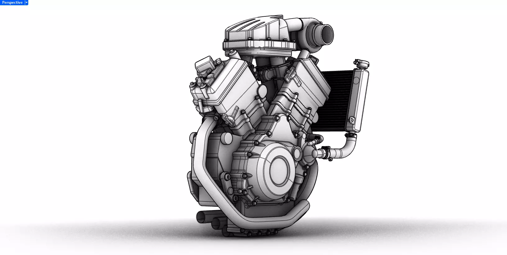 HONDA V3 ELECTRIC SUPERCHARGED ENGINE BASED ON EICMA 3D model_13