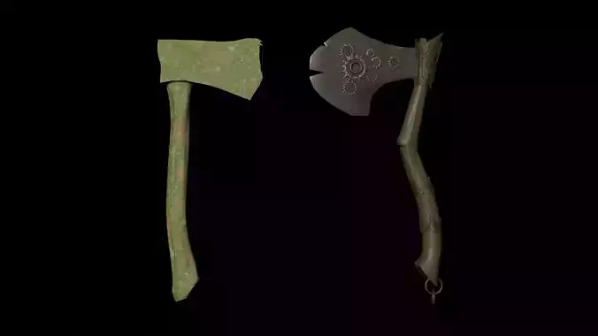 Fantasy and Survival Axe Set   Stylized Weapon Pack