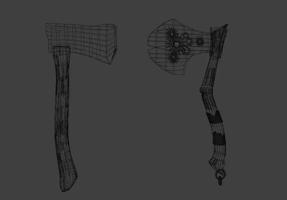 Fantasy and Survival Axe Set Stylized Weapon Pack Low-poly 3D model_4