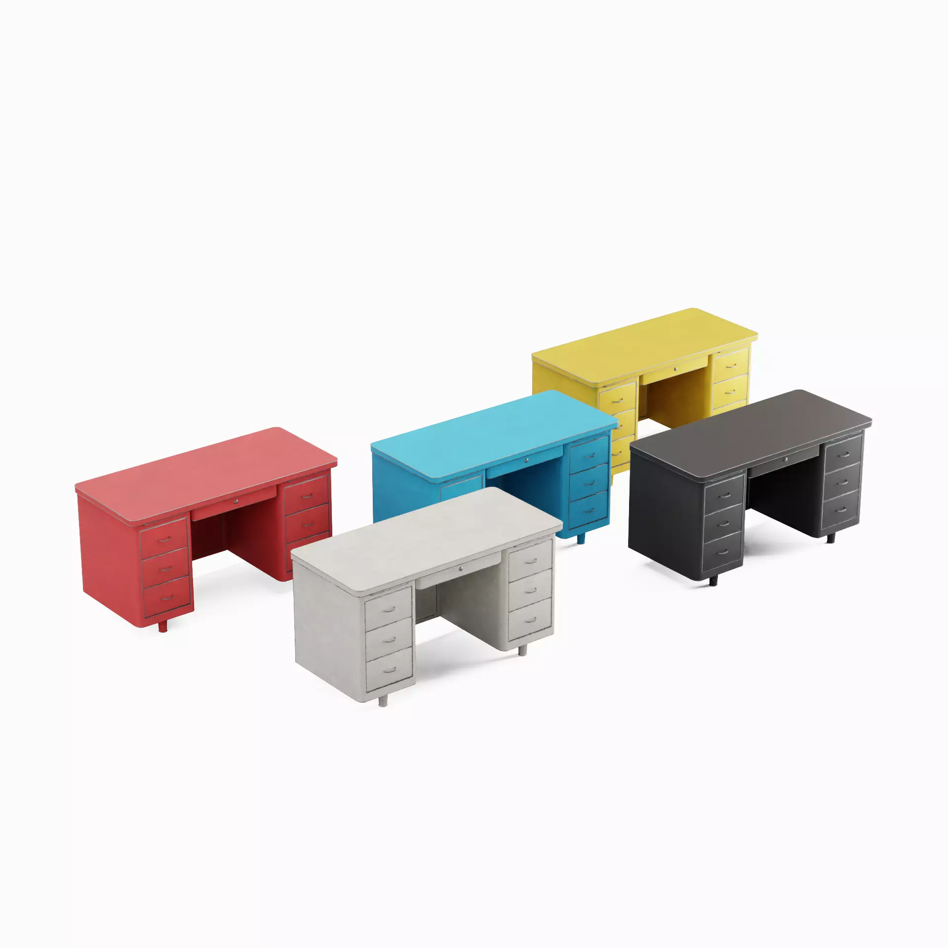 Metal Desk Pack 3D Model Collection_0