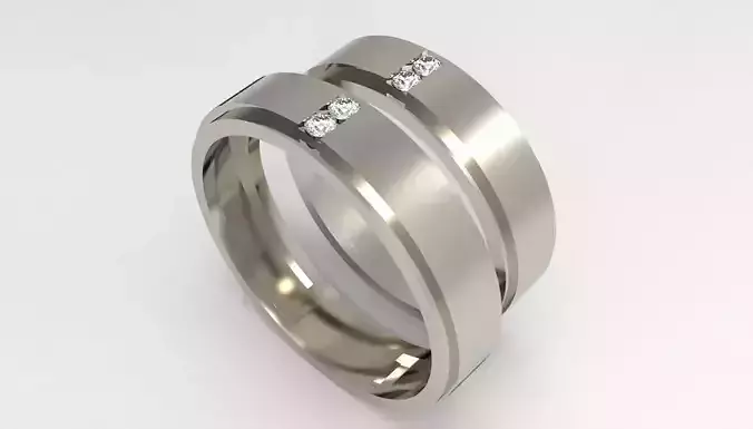 Modern Bond Wedding Ring Set 3D print model