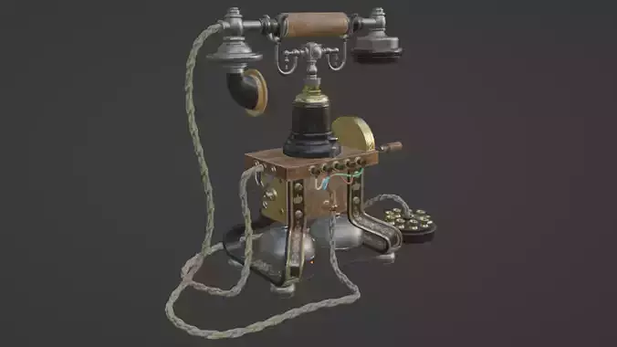 Retro Rotary Phone Low Poly 3D Model