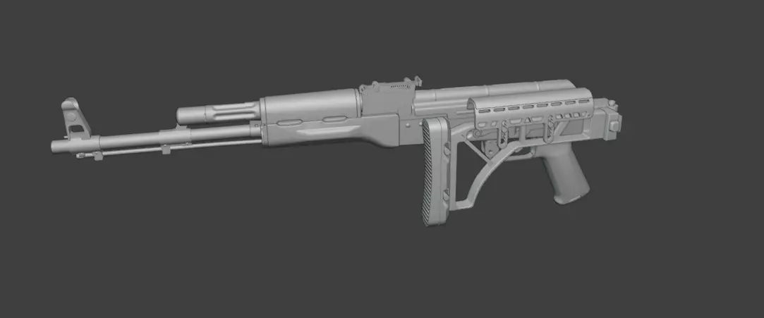 Tactical buttstock Skeleton Low-poly 3D model_4