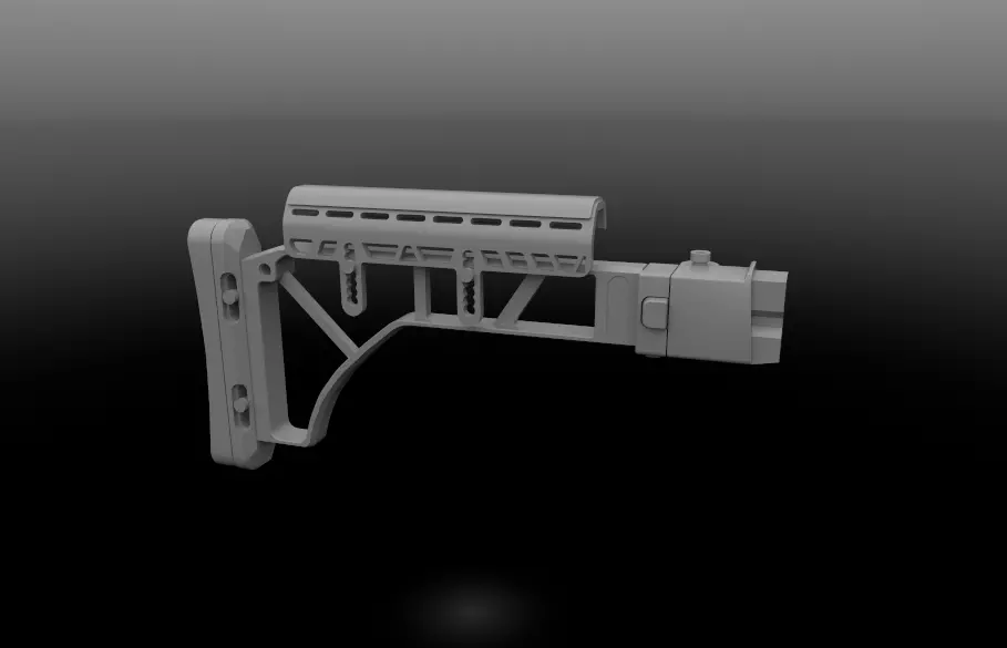 Tactical buttstock Skeleton Low-poly 3D model_1