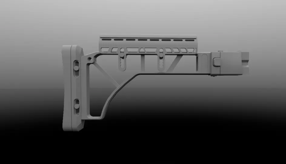 Tactical buttstock Skeleton Low-poly 3D model_0